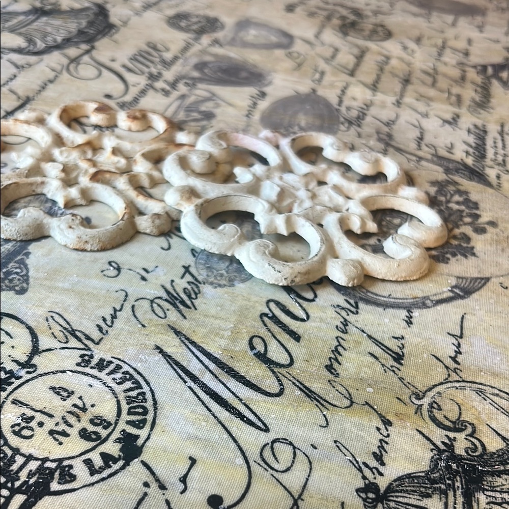 Vintage Style White Cast Iron Trivets